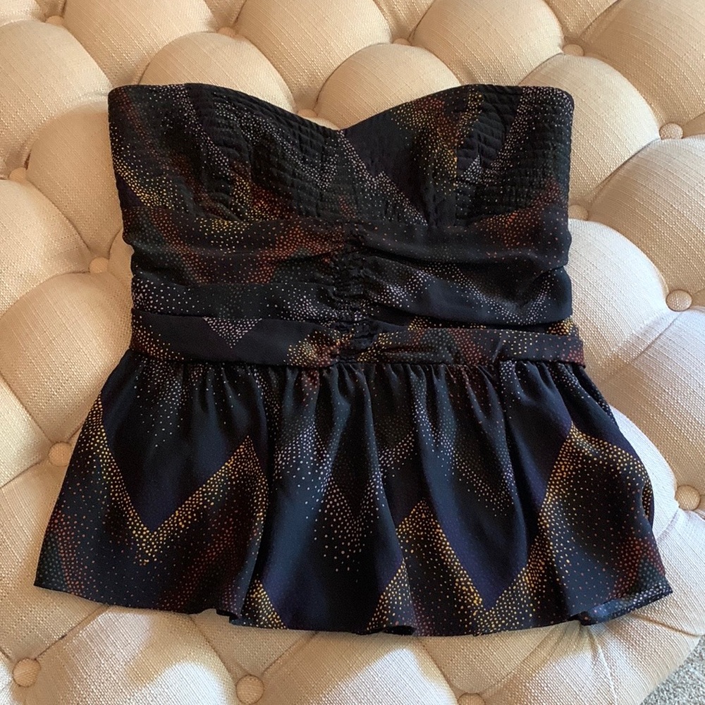 Parker silk strapless peplum top